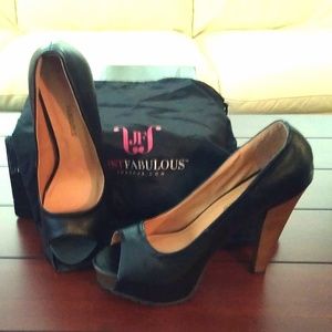 Black Peep Toe Heels